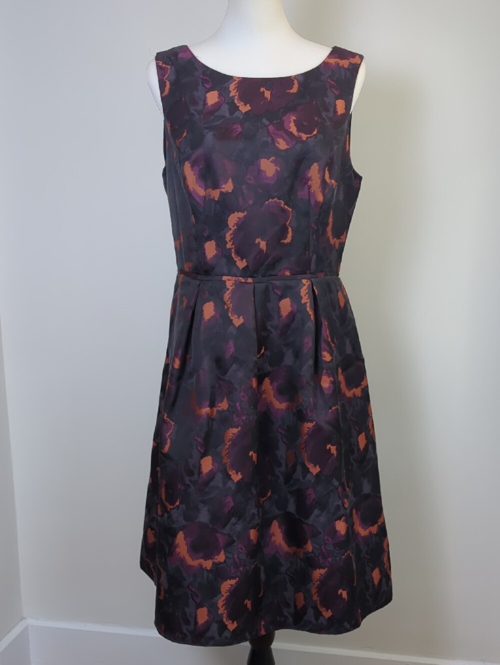 Adrianna Papell Metallic Floral Jacquard A-Line Midi Dress SIZE 10